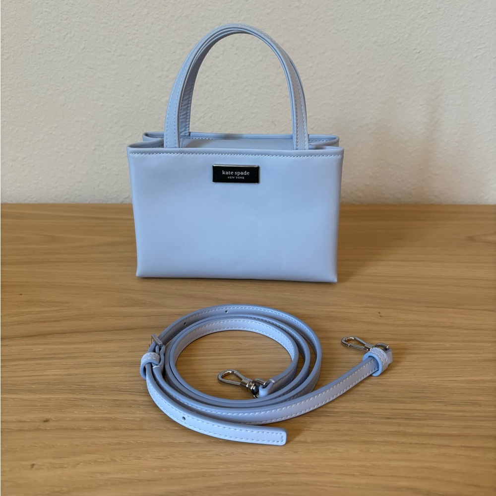 Kate Spade New York Sam Icon Ksnyl Mini Tote Crossbody handbag, Serenity Blue